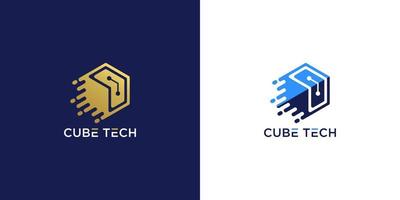 design de logotipo de tecnologia de cubo vetor