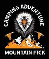 design de camiseta de montanha de aventura de acampamento vetor