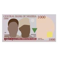 ilustração em vetor de nota de 1000 naira nigeriana. moeda plana naira isolada no fundo branco