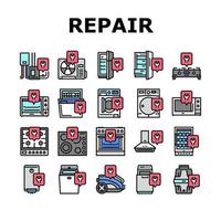 vetor de conjunto de ícones de manutenção de reparo de aparelhos