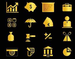 ilustração vetorial de ícones financeiros de ouro vetor