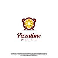design de logotipo de hora de pizza em fundo isolado vetor