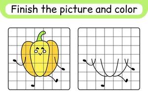 complete a pimenta de imagem. copie a imagem e a cor. terminar a imagem. livro de colorir. jogo de exercício de desenho educacional para crianças vetor