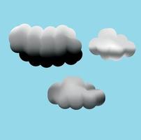 nuvem. conjunto abstrato branco nublado isolado sobre fundo azul. ilustração vetorial vetor