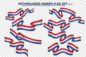 conjunto de bandeiras de fita da Holanda, design de elementos, estilo 3d. ilustração vetorial vetor