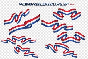 conjunto de bandeiras de fita da Holanda, design de elementos, estilo 3d. ilustração vetorial vetor