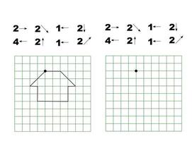 ditado gráfico. jogo educativo de jardim de infância para crianças. planilha pré-escolar para praticar habilidades motoras. páginas de trabalho para crianças vetor