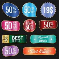 super venda mega venda oferta especial coleção colorida de tags vetor