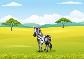 paisagem africana com zebra vetor