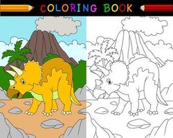 livro de colorir triceratops dos desenhos animados vetor