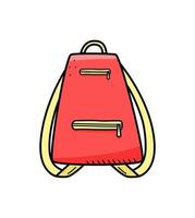 escola de mochila ou turista, ilustração vetorial de doodle dos desenhos animados. vetor