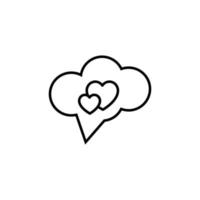 conceito de sinal e símbolos. símbolo de contorno em estilo simples. traço editável. ícone de linha de corações dentro do balão em forma de nuvem vetor