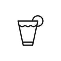 sinais de coquetel de verão. símbolo vetorial desenhado em estilo simples com linha preta. perfeito para anúncios, sites, café e menu de restaurante. ícone de fatia cítrica em copo de praia vetor