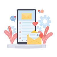 telefone com ilustração de notificação por e-mail para e-mail marketing vetor