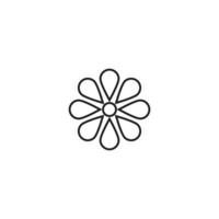 delinear o símbolo monocromático desenhado em estilo simples com linha fina. traço editável. ícone de linha de flor com muitas pétalas bonitas isoladas no fundo branco vetor