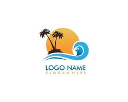 praia, mar, pôr do sol, nascer do sol, ilustração vetorial de design de logotipo vetor