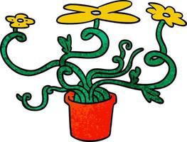 doodle de desenho texturizado de uma planta de flor vetor