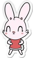 adesivo de um coelho de desenho animado bonito no vestido vetor