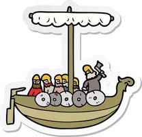 adesivo de um desenho animado vikings velejando vetor