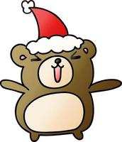 desenho de gradiente de natal de urso kawaii vetor