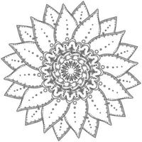 flor de mandala com pétalas afiadas em duas camadas, página para colorir zen com sombreamento puro vetor
