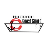 dia nacional da guarda costeira, conceito para cartaz ou cartão postal com bóia salva-vidas e âncora vetor
