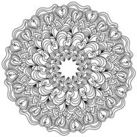 mandala ornamentada com corações para o dia dos namorados, página para colorir antistress em forma de moldura redonda com emaranhados vetor