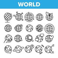 mundo, globo, planeta terra vector conjunto de ícones lineares