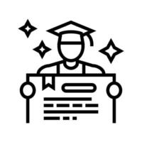 ilustração vetorial de ícone de linha de estudante de graduação vetor