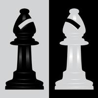 ilustração vetorial de peça de xadrez preto e branco de bispo