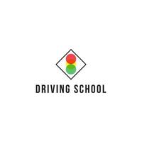 logotipo simples da escola de condução do semáforo vetor