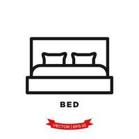 ilustração de quarto, ícone de cama em estilo plano moderno vetor