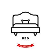 ilustração de quarto, ícone de cama em estilo plano moderno vetor