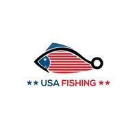 logotipo de pesca da américa eua com ilustração de peixe vetor