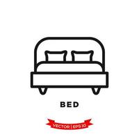ilustração de quarto, ícone de cama em estilo plano moderno