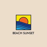 praia, mar, pôr do sol, nascer do sol, ilustração vetorial de design de logotipo vetor