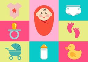 Ilustrações de bebê vetor de elementos de ícones