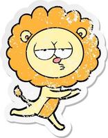 vinheta angustiada de um leão correndo de desenho animado vetor