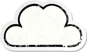 adesivo angustiado de uma nuvem branca de desenho animado fofo vetor