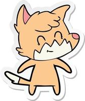 adesivo de uma raposa amigável dos desenhos animados vetor