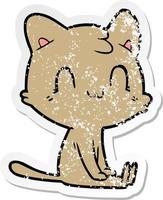 vinheta angustiada de um gato feliz de desenho animado vetor