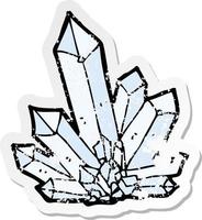 adesivo retrô angustiado de cristais de desenho animado vetor