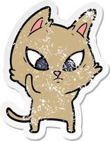 vinheta angustiada de um gato de desenho animado confuso
