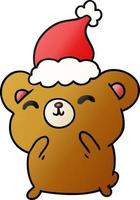 desenho de gradiente de natal de urso kawaii vetor