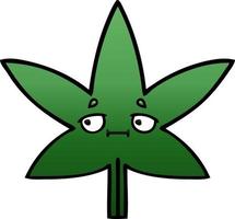 folha de maconha de desenho animado sombreado gradiente vetor