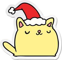 desenho de adesivo de natal de gato kawaii vetor