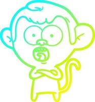 desenho de linha de gradiente frio desenho animado macaco chocado vetor