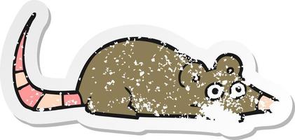 adesivo angustiado de um rato de desenho animado vetor