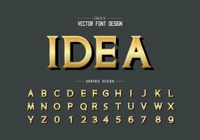 fonte de ouro e vetor de alfabeto, letra de tipo de ideia de ouro e design de número