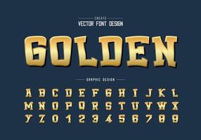 fonte de ouro e vetor de alfabeto de desenho animado, tipo de letra dourado e design de número, texto gráfico em fundo